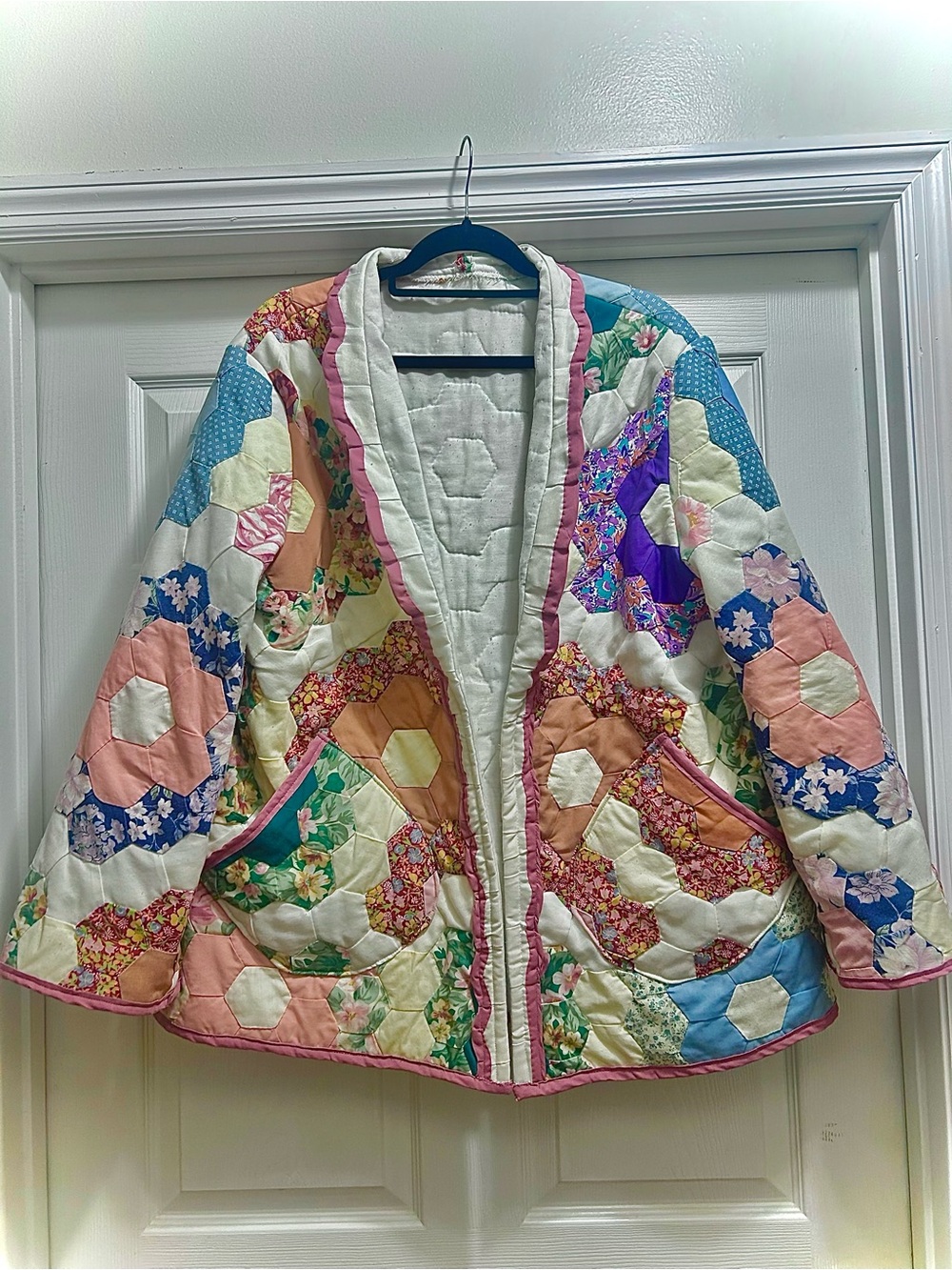 Quilted Grandmothers flower garden Jacket - Women's L/XL